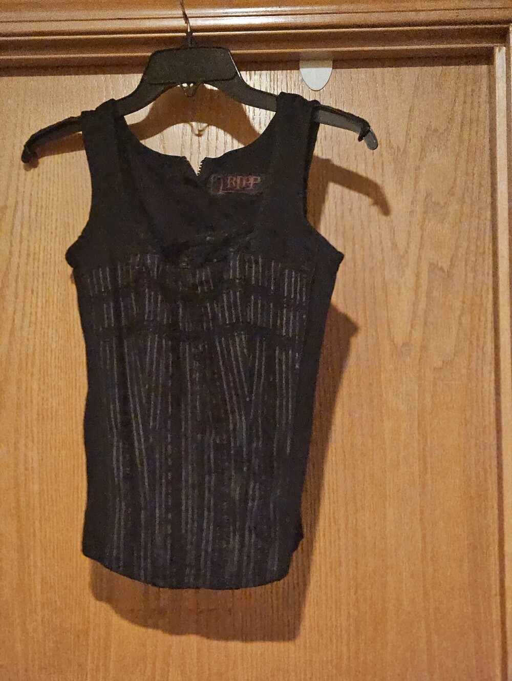 Rare Y2K Tripp NYC Pinstripe Black Lace Corset Top IO3876P Vintage Goth Gothic